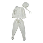 Juliana Completo 3 Pezzi Maglia-Ghettina-Cappello Panna per Neonata 25037 PANNA JULIANA 