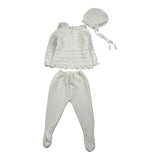 Juliana Completo 3 Pezzi Maglia-Ghettina-Cappello Panna per Neonata 25037 PANNA JULIANA 