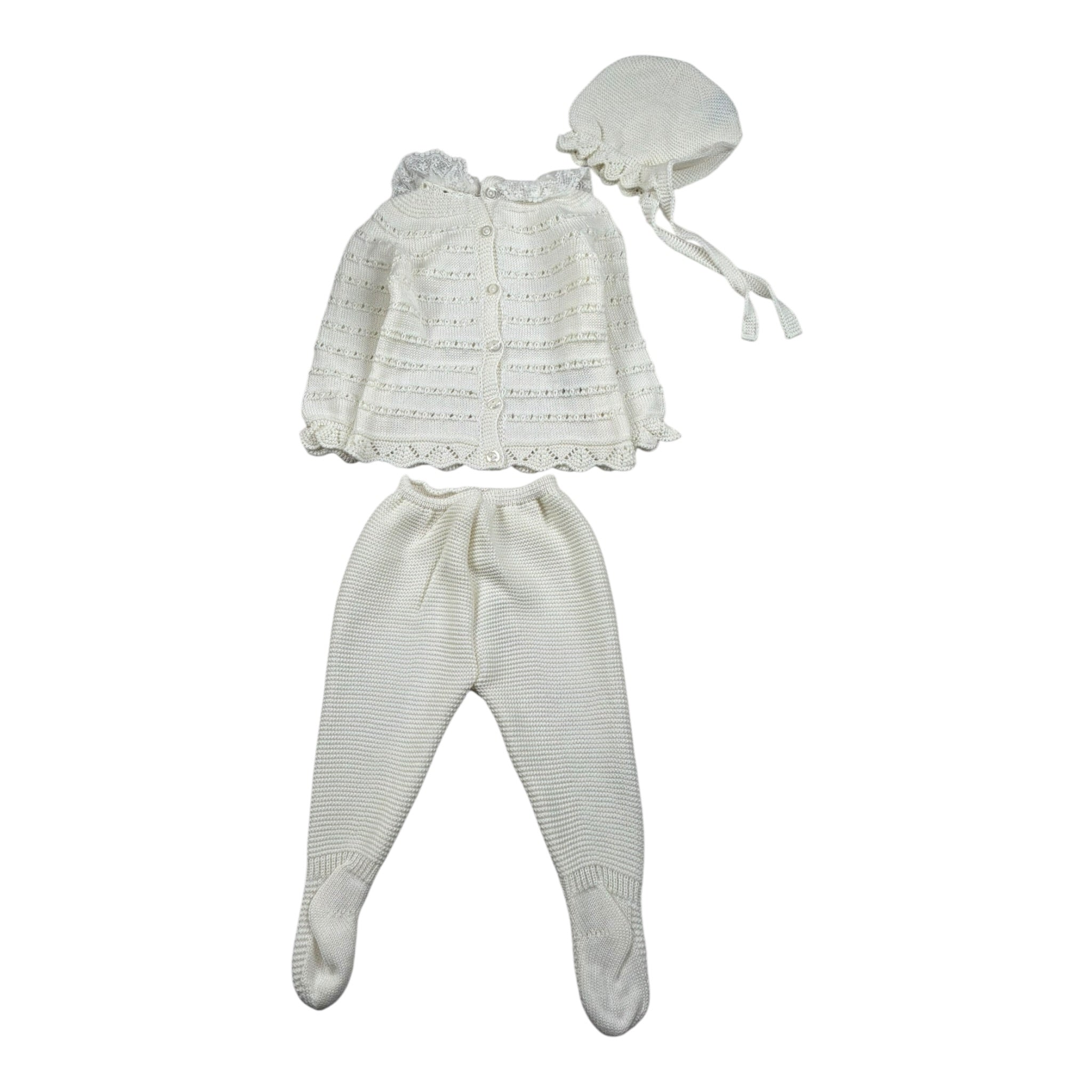Juliana Completo 3 Pezzi Maglia-Ghettina-Cappello Panna per Neonata 25037 PANNA JULIANA 