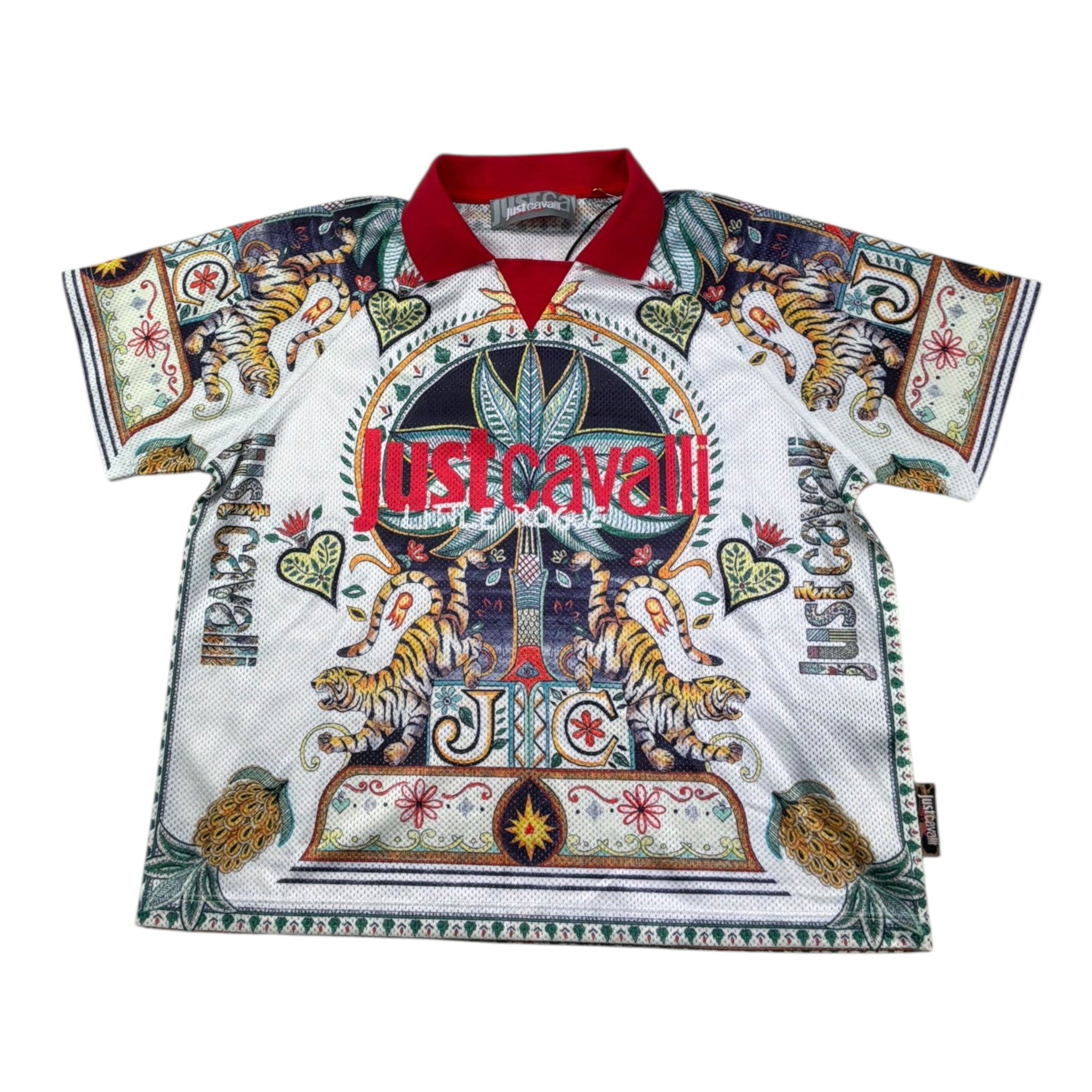 Just Cavalli Polo Mezza Manica Stampa Fantasia con Colletto In Contrasto per Bambino JGP26105PO BIANCO JUST CAVALLI 