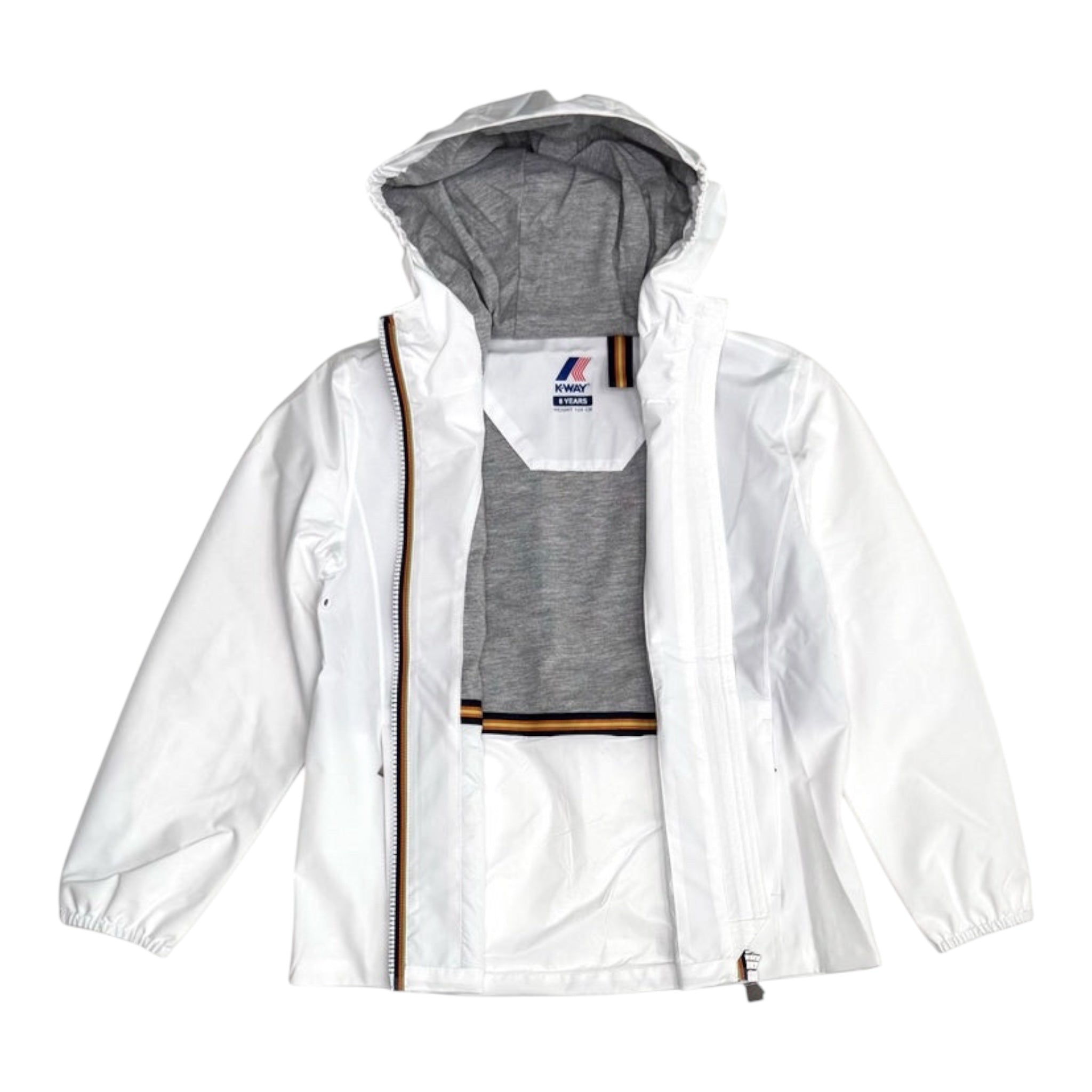 K-Way Giubbino Tinta Unita con Zip E Cappuccio per Bambina K2148NW BIANCO K-WAY 
