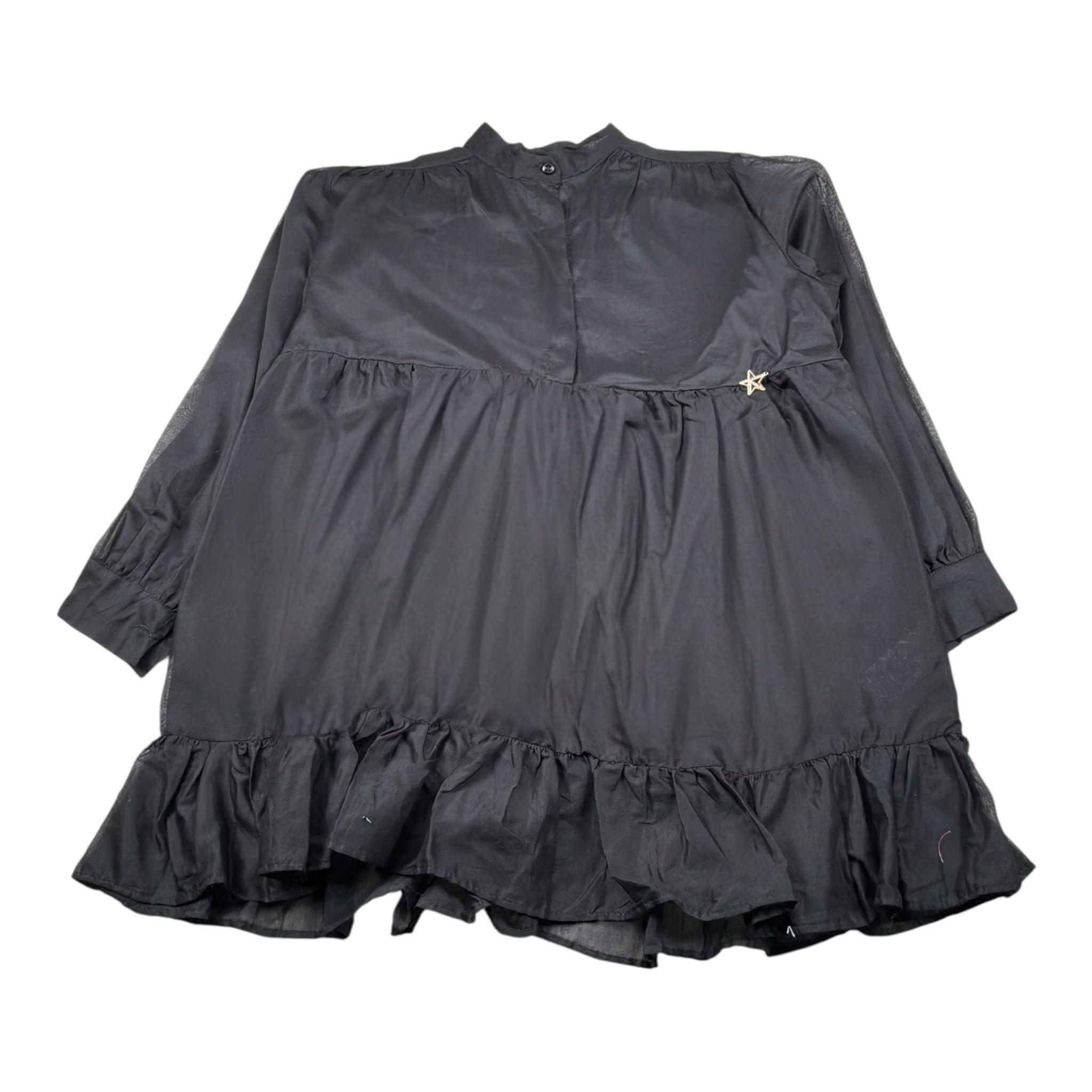 Kaos Abito Tinta Unita Modello Camicia per Bambina KS192 NERO KAOS 