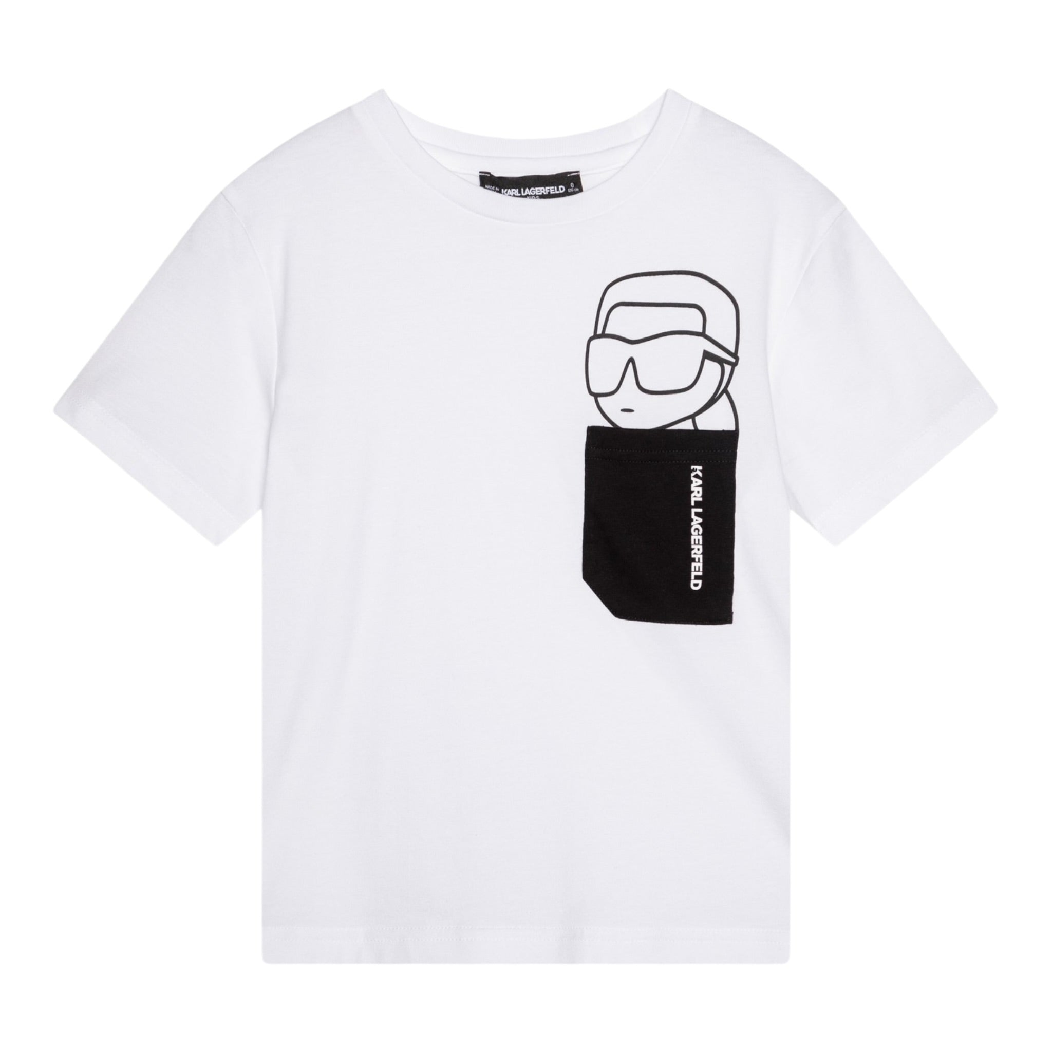 Karl Lagerfeld T-Shirt Girocollo tinta unita con Taschino Bianco per Bambino Z30423X BIANCO KARL LAGERFELD 