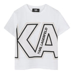 Karl Lagerfeld T-Shirt Girocollo Tinta Unita con Stampa per Bambino Z30432J BIANCO KARL LAGERFELD 