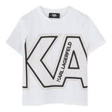 Karl Lagerfeld T-Shirt Girocollo Tinta Unita con Stampa per Bambino Z30432J BIANCO KARL LAGERFELD 