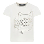 Karl Lagerfeld T-Shirt Girocollo tinta unita con Stampa Panna per Bambina Z30447 PANNA KARL LAGERFELD 