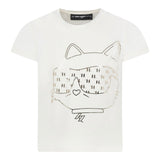 Karl Lagerfeld T-Shirt Girocollo tinta unita con Stampa Panna per Bambina Z30447 PANNA KARL LAGERFELD 