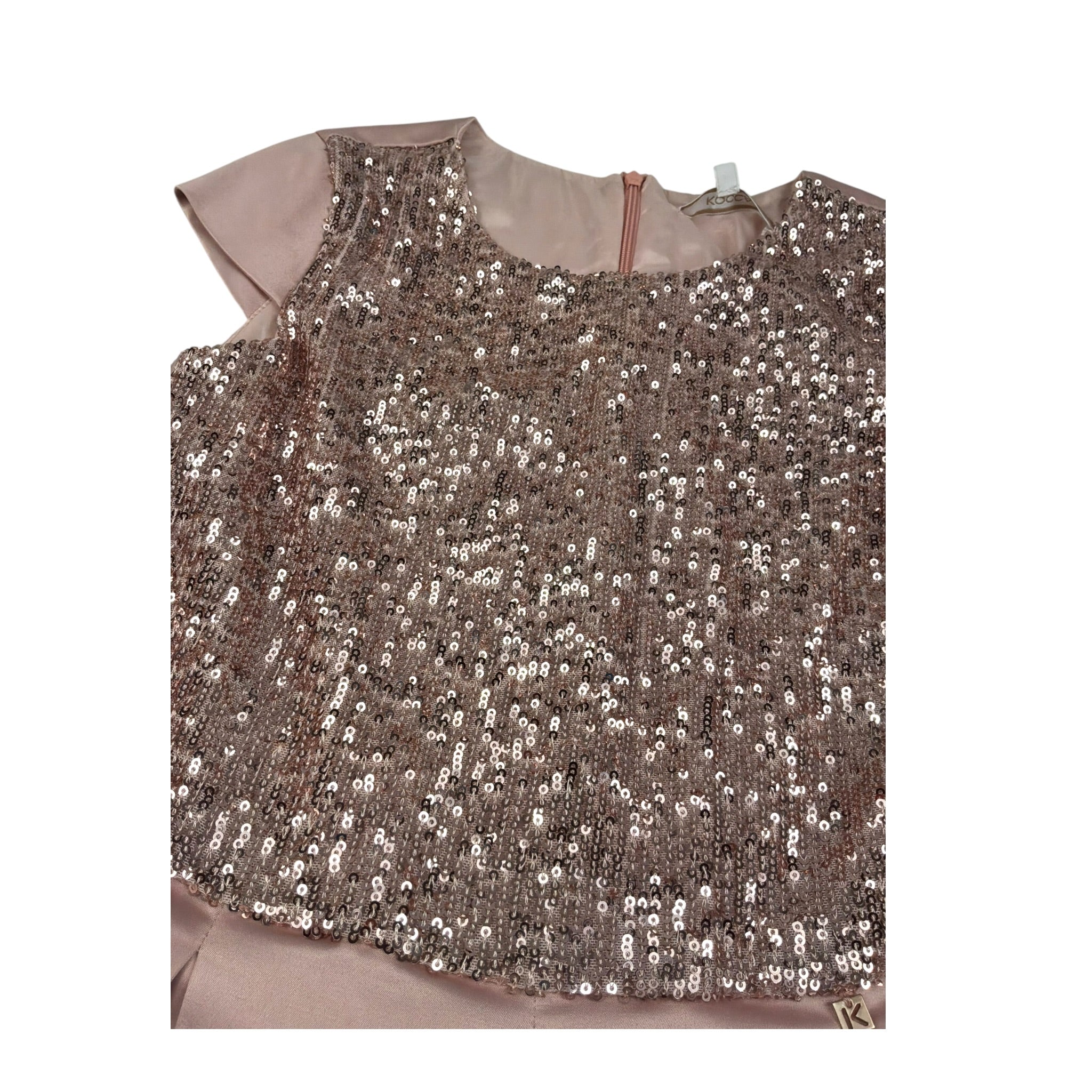 Kocca Abito Giromanica Tinta Unita con Paillettes per Bambina BIVAKI ROSA Kocca 
