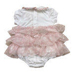 La Sartoria Dei Piccoli Pagliaccetto Mezza Manica Bicolore con Tulle per Neonata LP008 BIANCO/ROSA LA SARTORIA DEI PICCOLI 