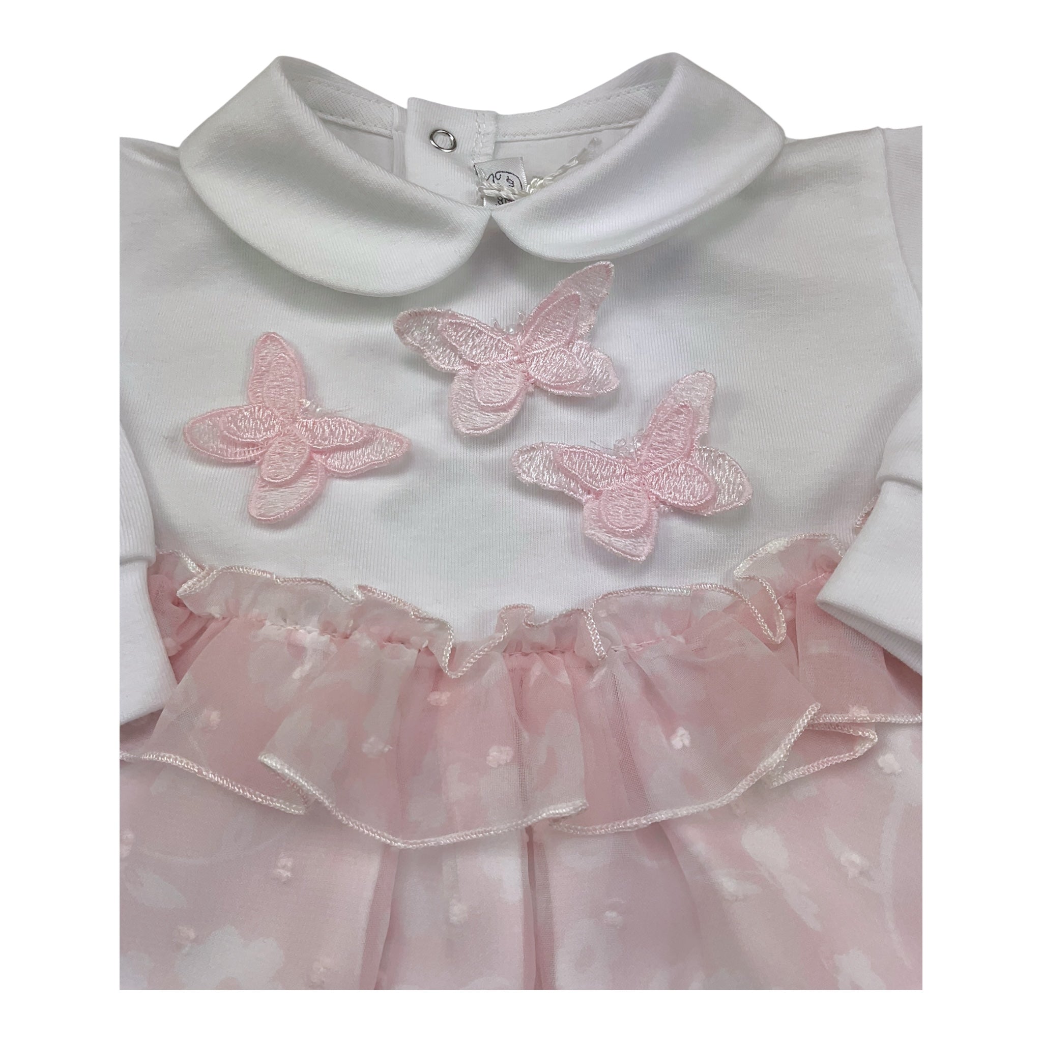 La Sartoria Dei Piccoli Tutina Bicolore con Tulle per Neonata LT008 BIANCO/ROSA LA SARTORIA DEI PICCOLI 