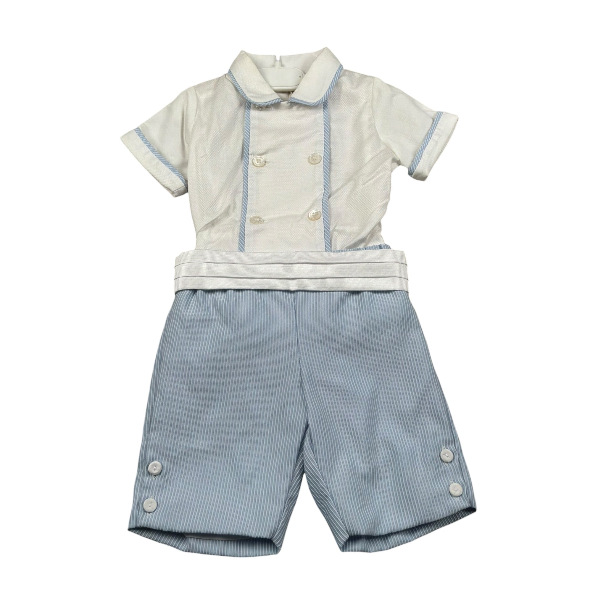La Stupenderia Completo 2 Pezzi Camicia-Bermuda Bicolore Bianco/Azzurro per Neonato CCCT71X BIANCO/AZZURRO LA STUPENDERIA 