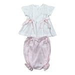 La Stupenderia Completo 2 Pezzi Camicia-Coulotte Bicolore per Neonata TBCT52 BIANCO/ROSA LA STUPENDERIA 