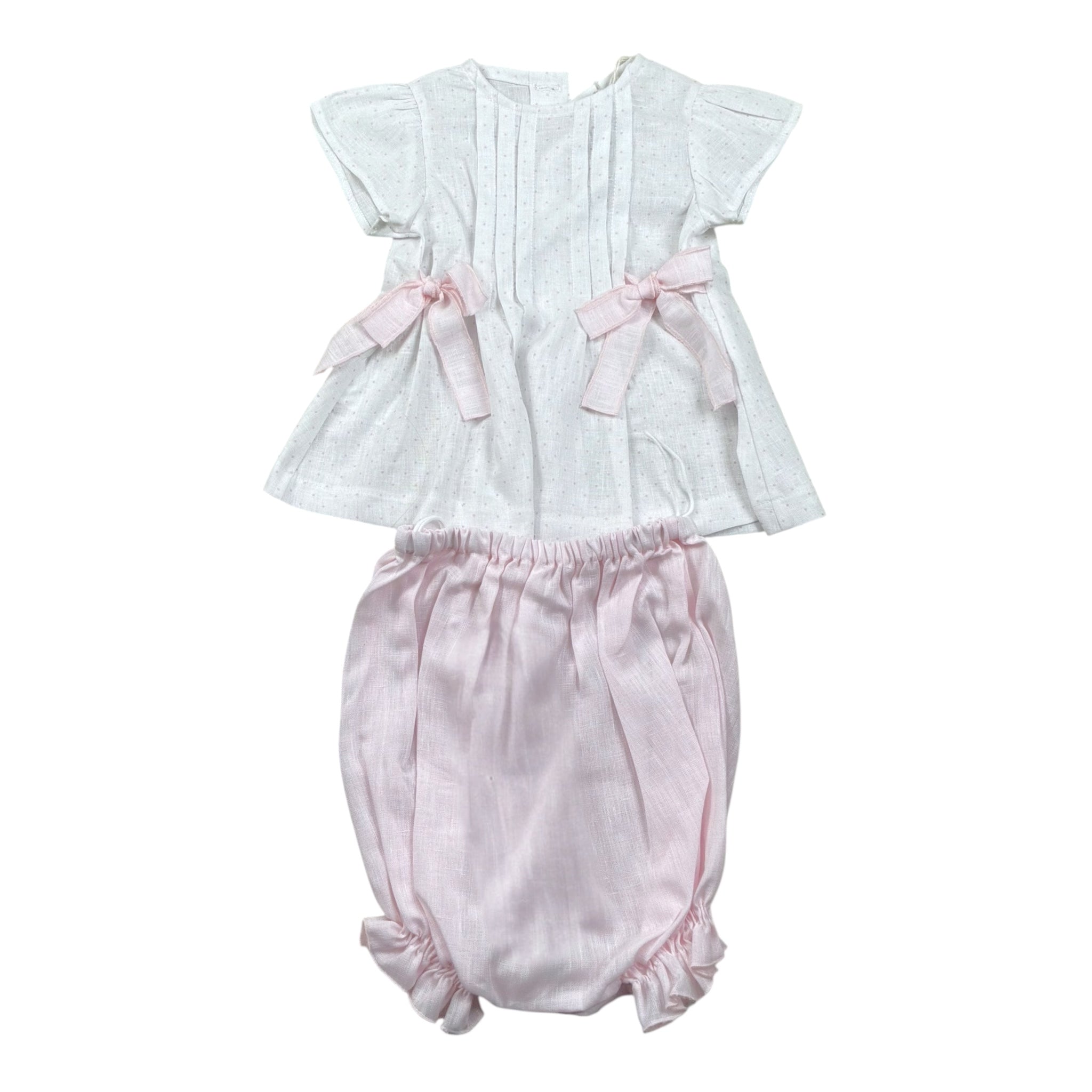 La Stupenderia Completo 2 Pezzi Camicia-Coulotte Bicolore per Neonata TBCT52 BIANCO/ROSA LA STUPENDERIA 