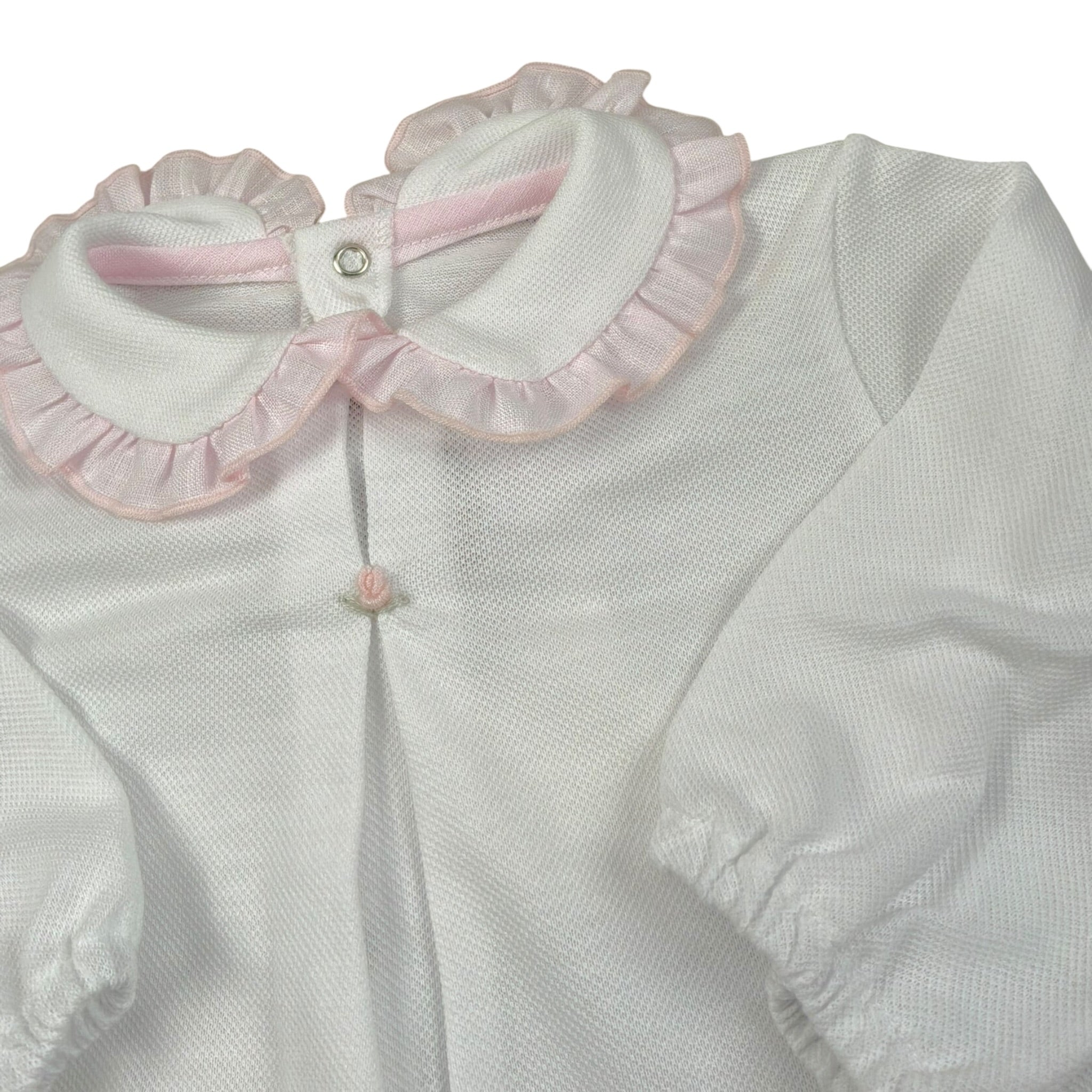 La Stupenderia Tutina tinta unita con Colletto Bainco per Neonata TBTT54 BIANCO LA STUPENDERIA 