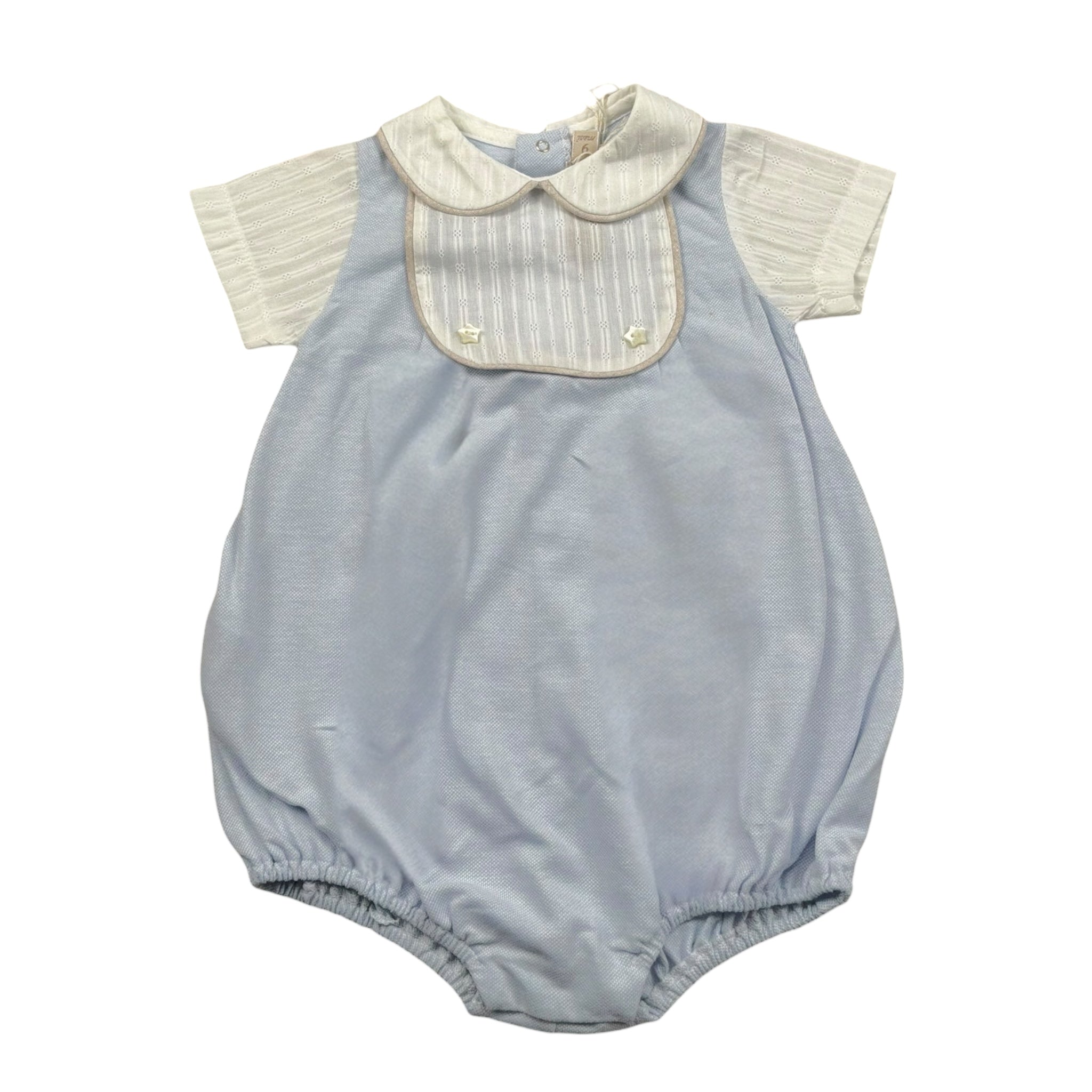 La Stupenderia Pagliaccetto Bicolore con Colletto per Neonata TBTT57 AZZURRO LA STUPENDERIA 