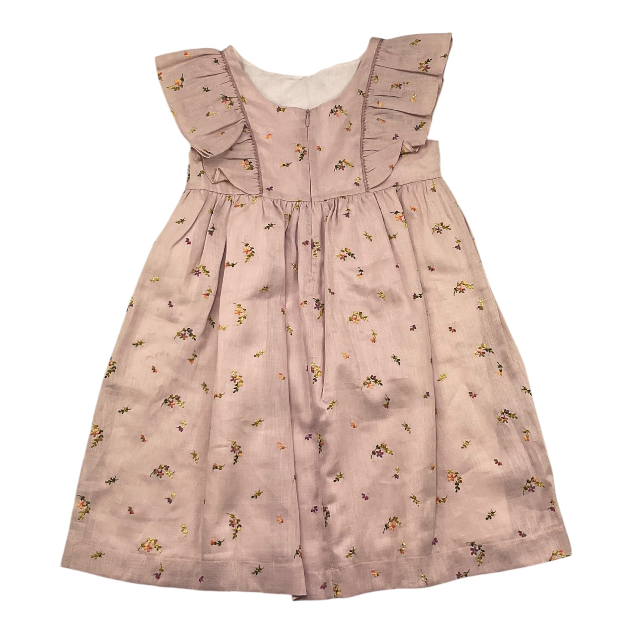 La Stupenderia Abito Mezza Manica Tinta Unita con Ricami Fiori per Bambina TJAB72 ROSA LA STUPENDERIA 