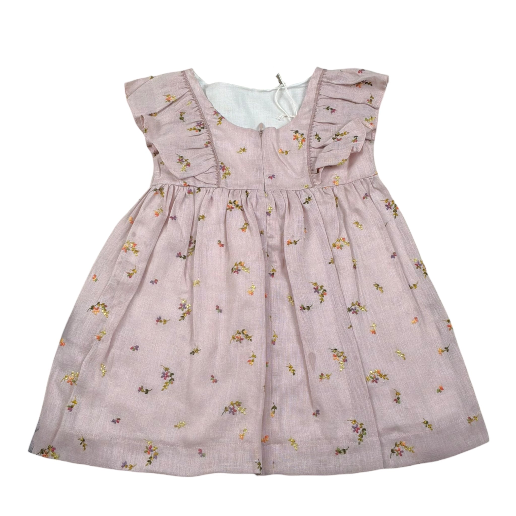 La Stupenderia Abito Mezza Manica Tinta Unita con Ricami Fiori per Bambina TJAB72XJ ROSA LA STUPENDERIA 