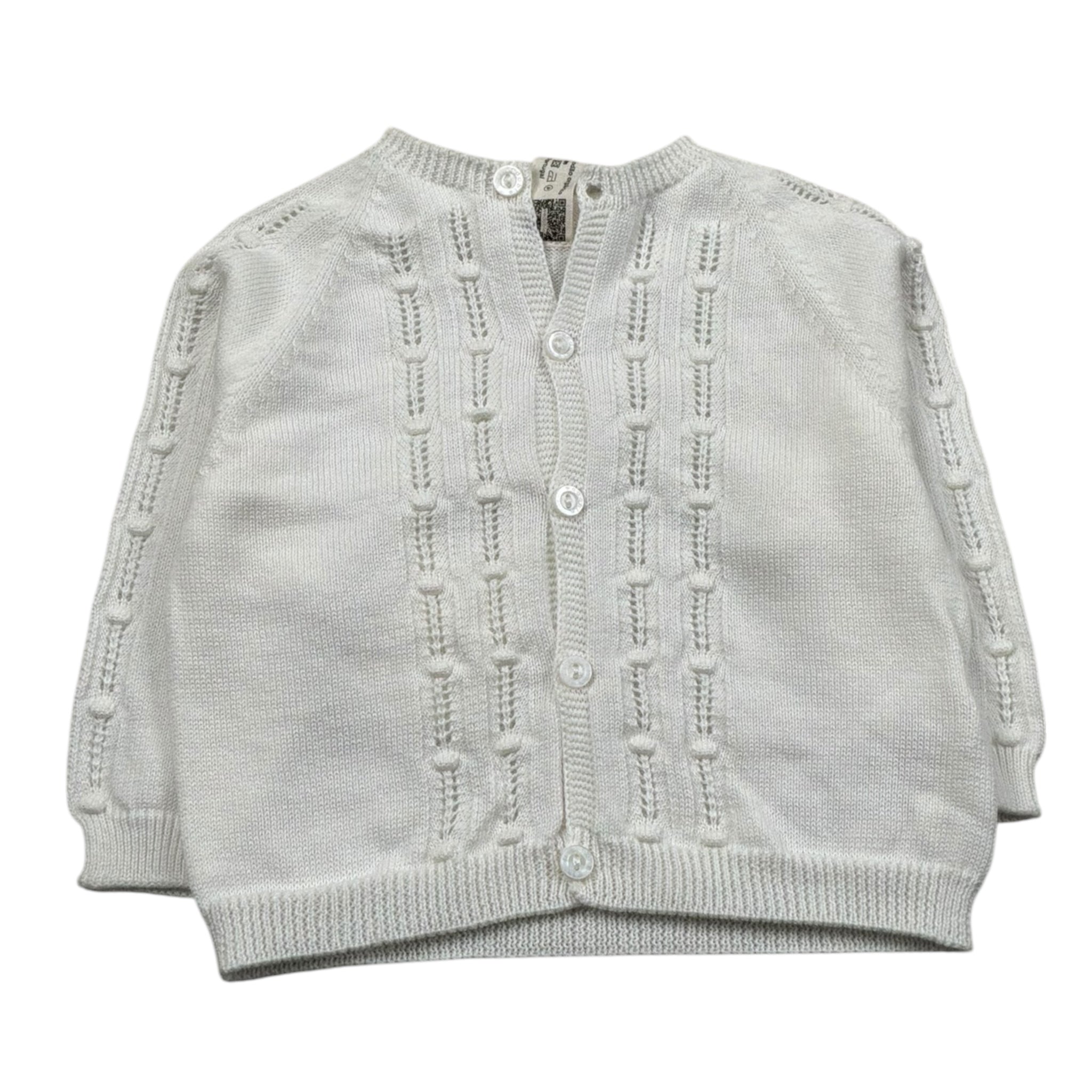 La Stupenderia Cardigan Tinta Unita con Ricami per Neonato V2401308A BIANCO LA STUPENDERIA 