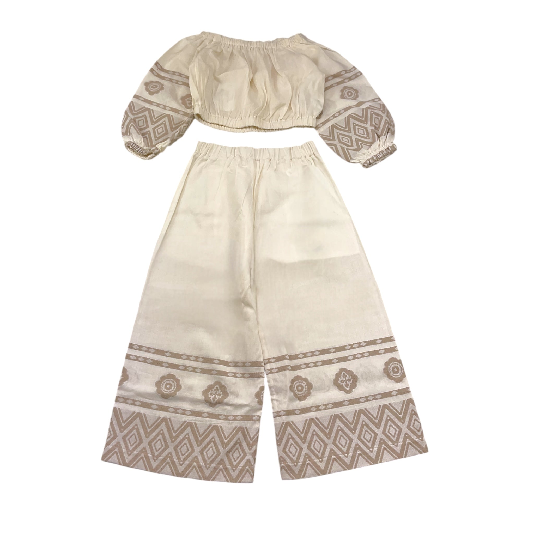 Lalalu' Completo 2 Pezzi Pantalone-Top per Bambina COML80PB PANNA LALALU' 