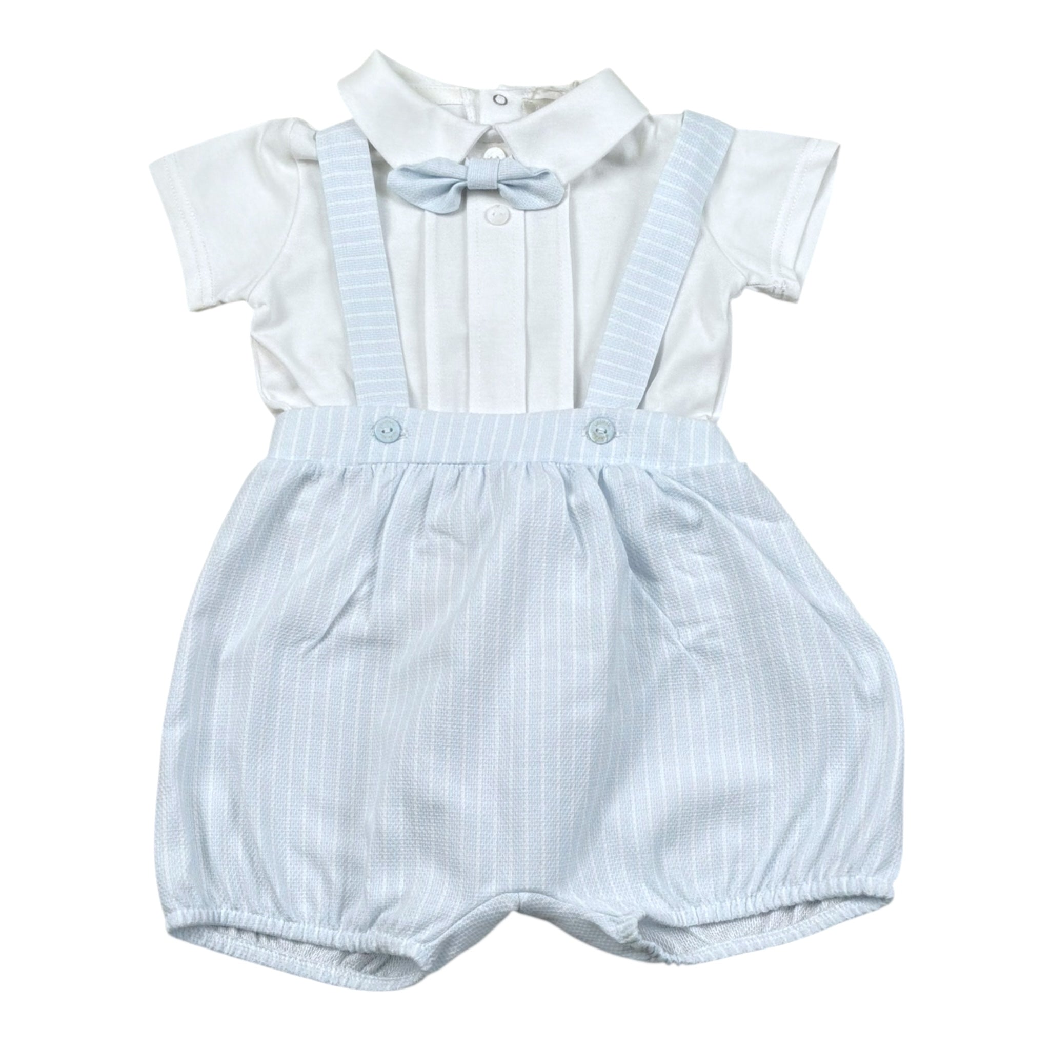 Lalalu' Completo 3 Pezzi Salopette-T-Shirt-Papillions per Neonato SLT1I BIANCO/AZZURRO LALALU' 