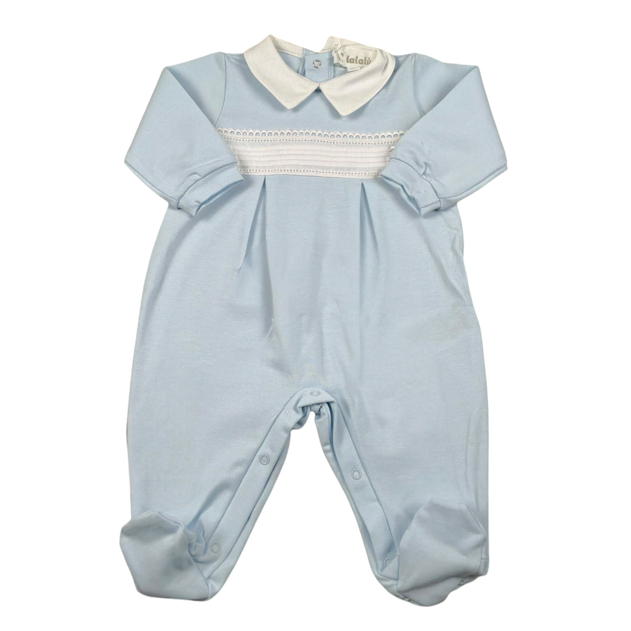 Lalalu' Tutina Tinta Unita con Colletto E Ricami per Neonato TJL01P AZZURRO LALALU' 