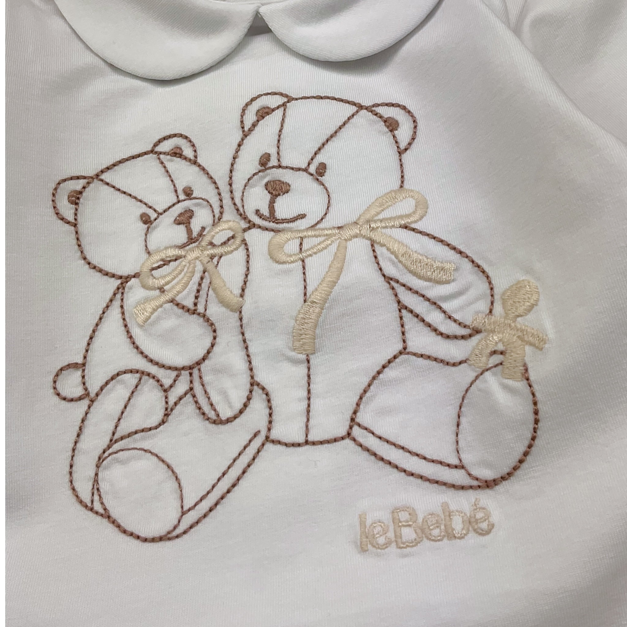 Le Bebe' Completo 2 Pezzi Shirt-Ghettina Tinta Unita con Fantasia per Neonata LBB4831 BIANCO LE BEBE' 