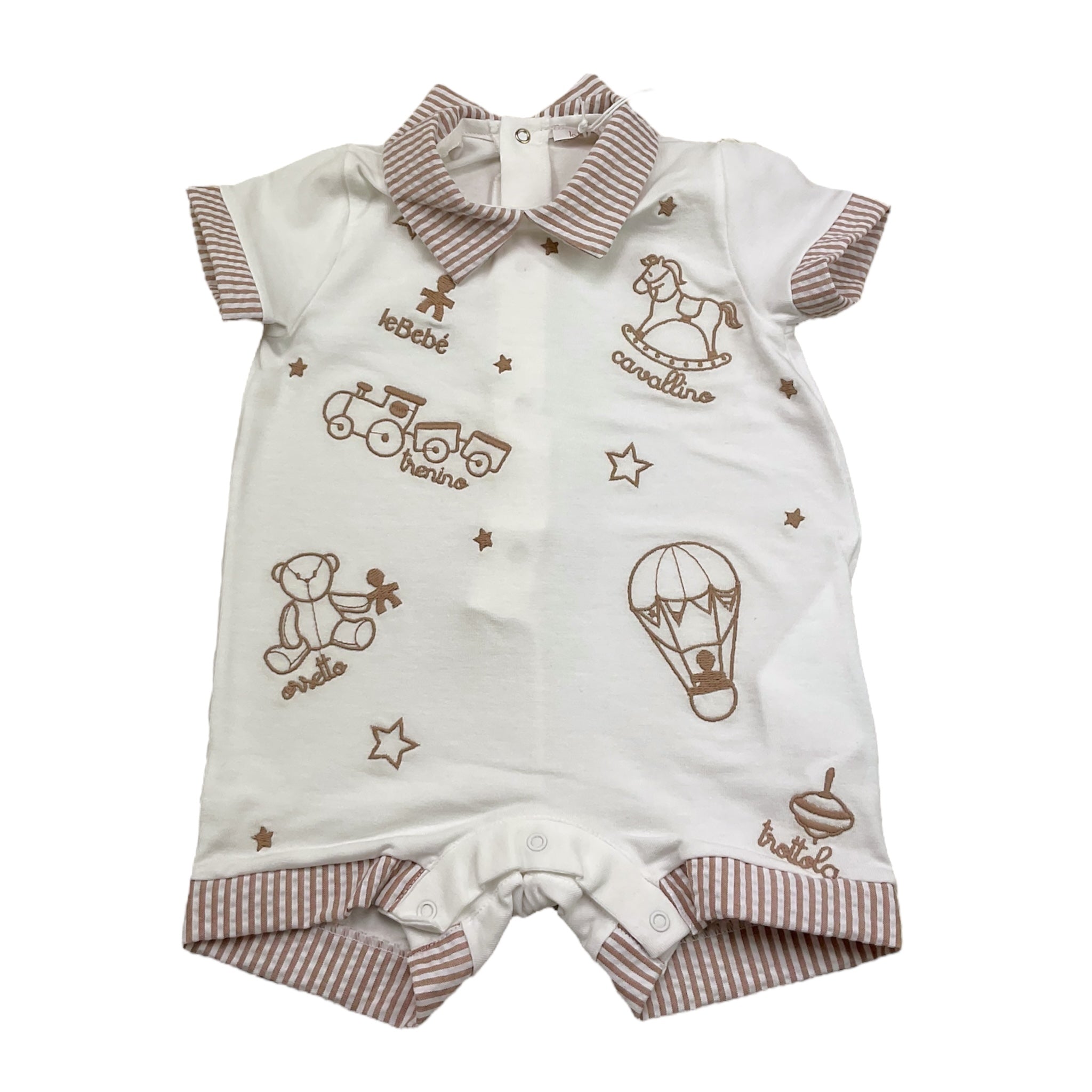 Le Bebe' Pagliaccetto Tinta Unita con Stampa per Neonato LBB4906 BIANCO LE BEBE' 