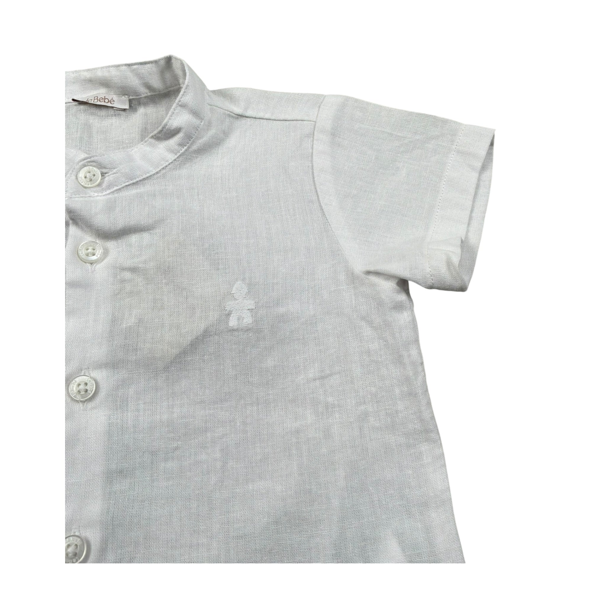 Le Bebe Camicia Mezza Manica Tinta Unita Collo Coreano per Neonato LBB4934X BIANCO LE BEBE 