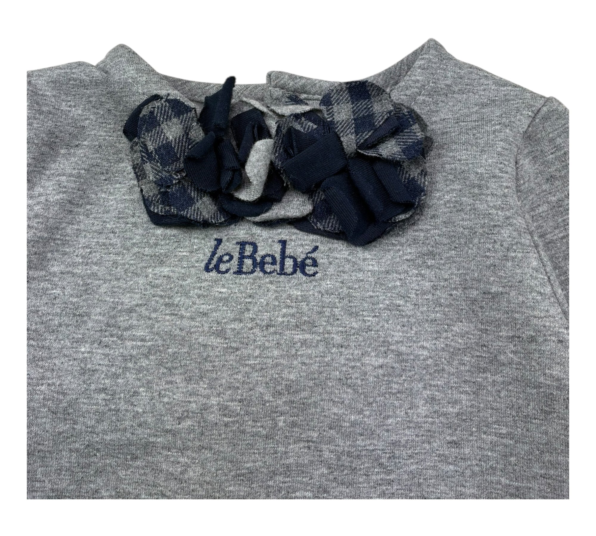 Le Bebe Abito Manica Lunga Tinta Unita con Applicazioni per Neonata LBG0369 GRIGIO LE BEBE 