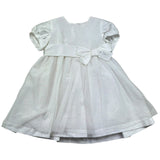 Le Bebe Abito Mezza Manica Tinta Unita con Cinturino per Neonata LBG0877 BIANCO LE BEBE 