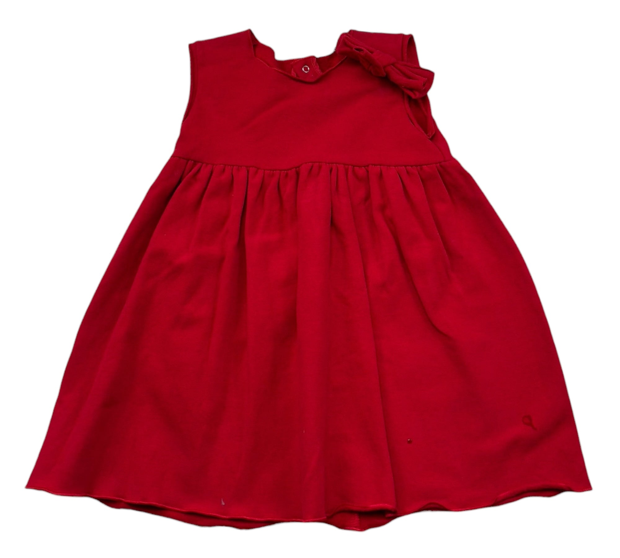 Le Bebe Abito Giromanica Tinta Unita con Fiocco per Bambina LBG0916J ROSSO LE BEBE 