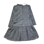 Le Bebe Abito Manica Lunga Tinta Unita con Fiocco per Bambina LBG1083 GRIGIO LE BEBE 