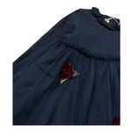 Le Bebe Abito Manica Lunga Tinta Unita con Tulle per Bambina LBG1122J BLU LE BEBE 