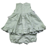 Le Bebe Completo 2 Pezzi Camicia-Culotte Fantasia Qaudri per Neonata LBG6239 VERDE LE BEBE 