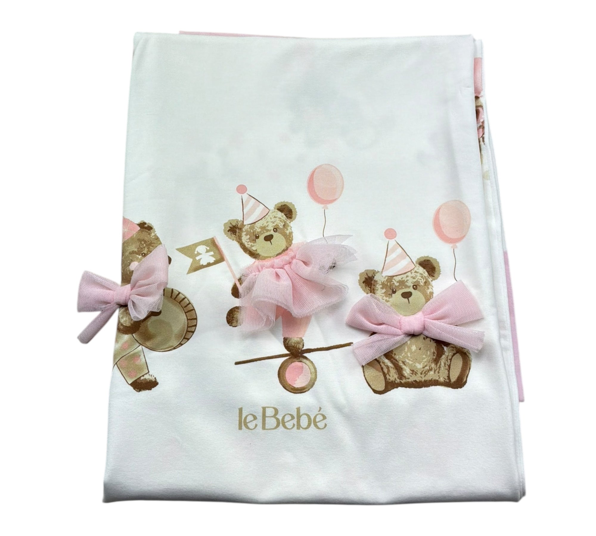 Le Bebe Coperta Tinta Unita con Stampe per Neonata LBG6259 BIANCO LE BEBE 
