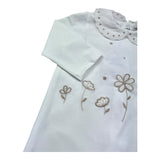 Le Bebe Tutina Manica Lunga Tinta Unita con Ricami per Neonata LBG6303 BIANCO LE BEBE 