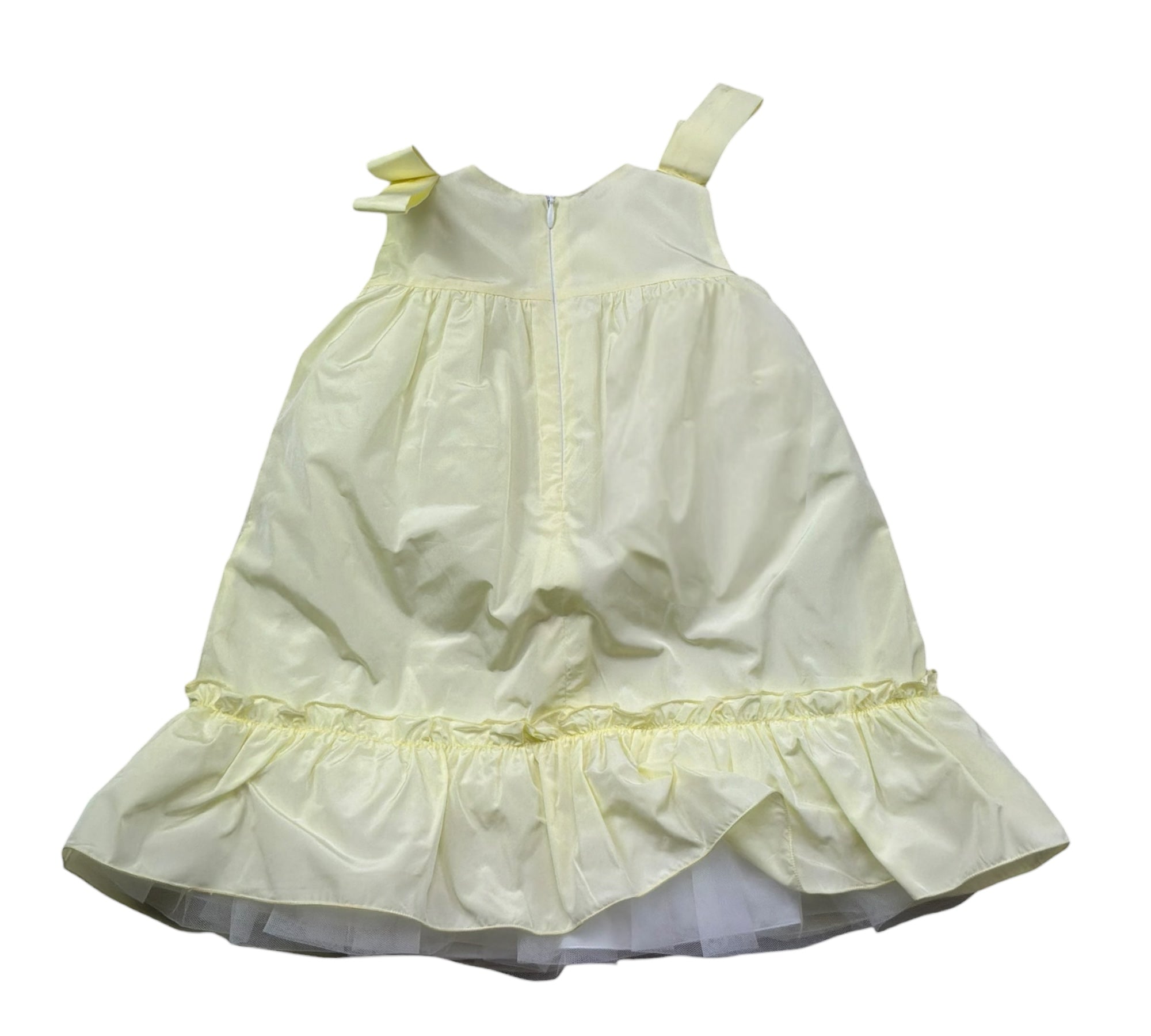 Le Bebe Abito Giromanica Tinta Unita con Ricami per Neonata LBG6369 GIALLO LE BEBE 