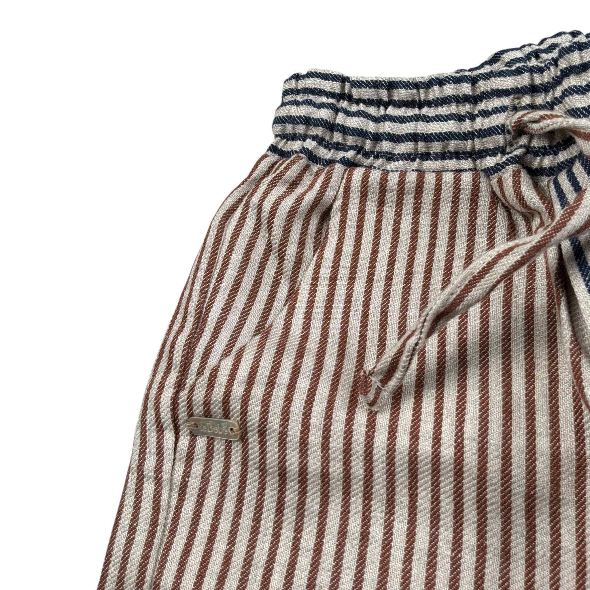 Le Bebe' Bermuda Bicolore con Fantasia A Righe Beige per Neonato LBB3646 BEIGE LE BEBE' 