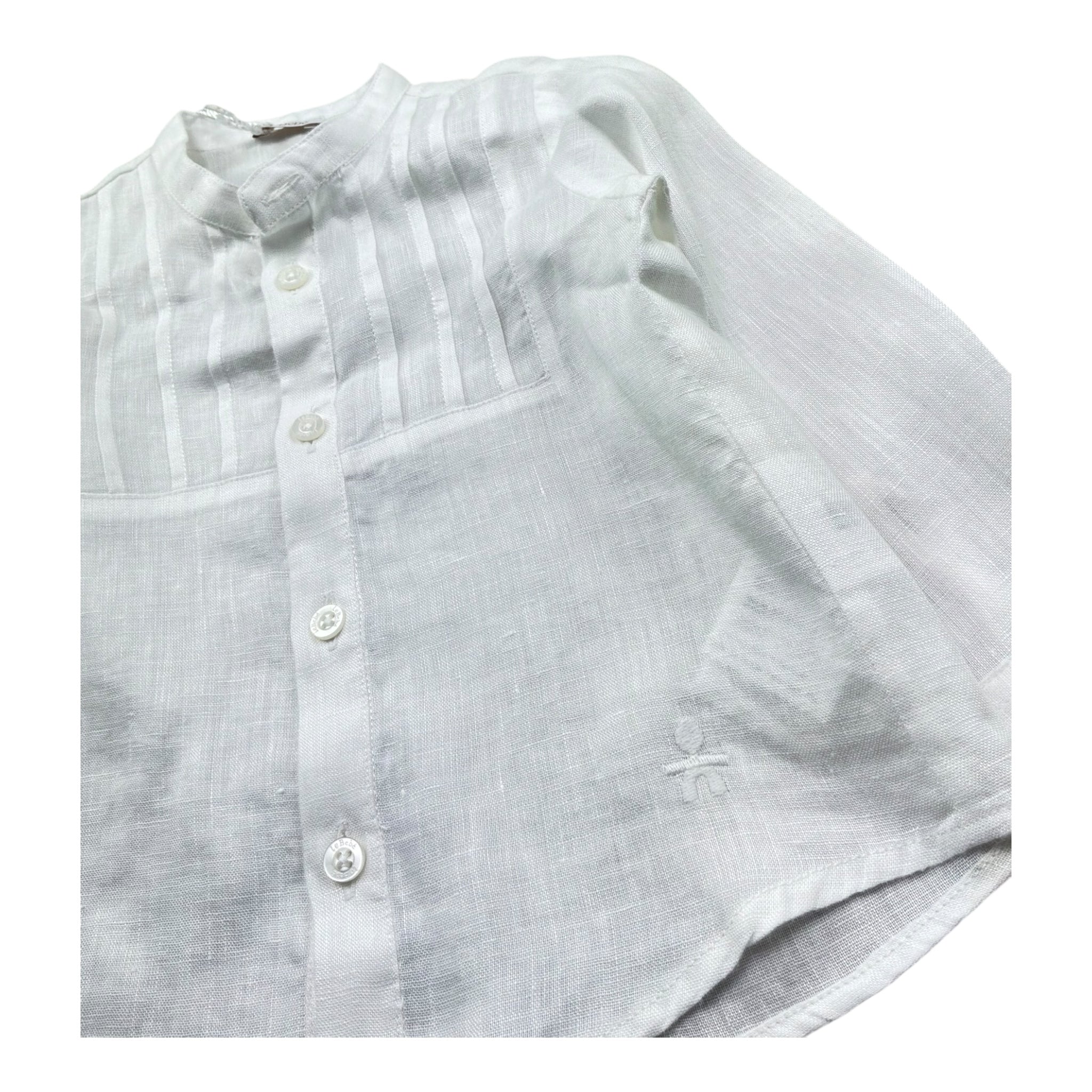Le Bebe' Camicia Tinta Unita con Colletto Coreano per Neonato LBB5386 BIANCO LE BEBE' 