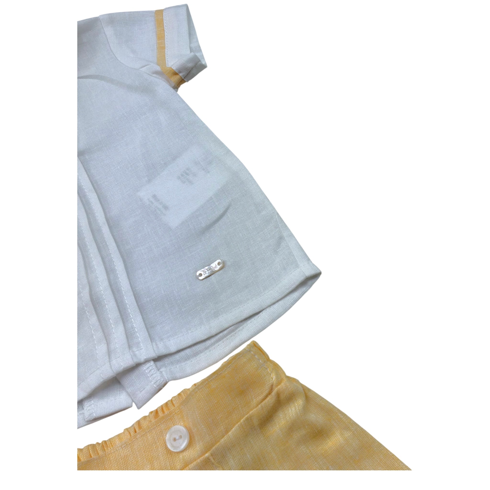 Le Bebe' Completo 2 Pezzi Bermuda--Camicia Bicolore per Neonato LBB5410 BIANCO/GIALLO LE BEBE' 