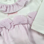 Le Bebe' Tutina Bicolore con Fantasia A Righe per Neonata LBG0549 BIANCO/ROSA LE BEBE' 