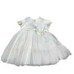 Le Bebe' Abito Cerimonia tinta unita con Tulle Bianco per Neonata LBG4285 BIANCO LE BEBE' 