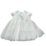 Le Bebe' Abito Cerimonia tinta unita con Tulle Bianco per Neonata LBG4285 BIANCO LE BEBE' 