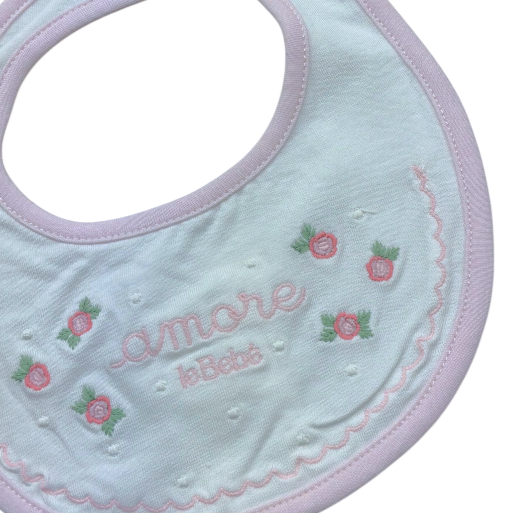 Le Bebe' Bavetta Tinta Unita con Stampa per Neonata LBG6211 BIANCO LE BEBE' 