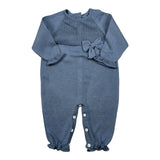 Le Coconne Tutina Tinta Unita con Applicazione Fiocco per Neonata LCN0586 BLU LE COCONNE 
