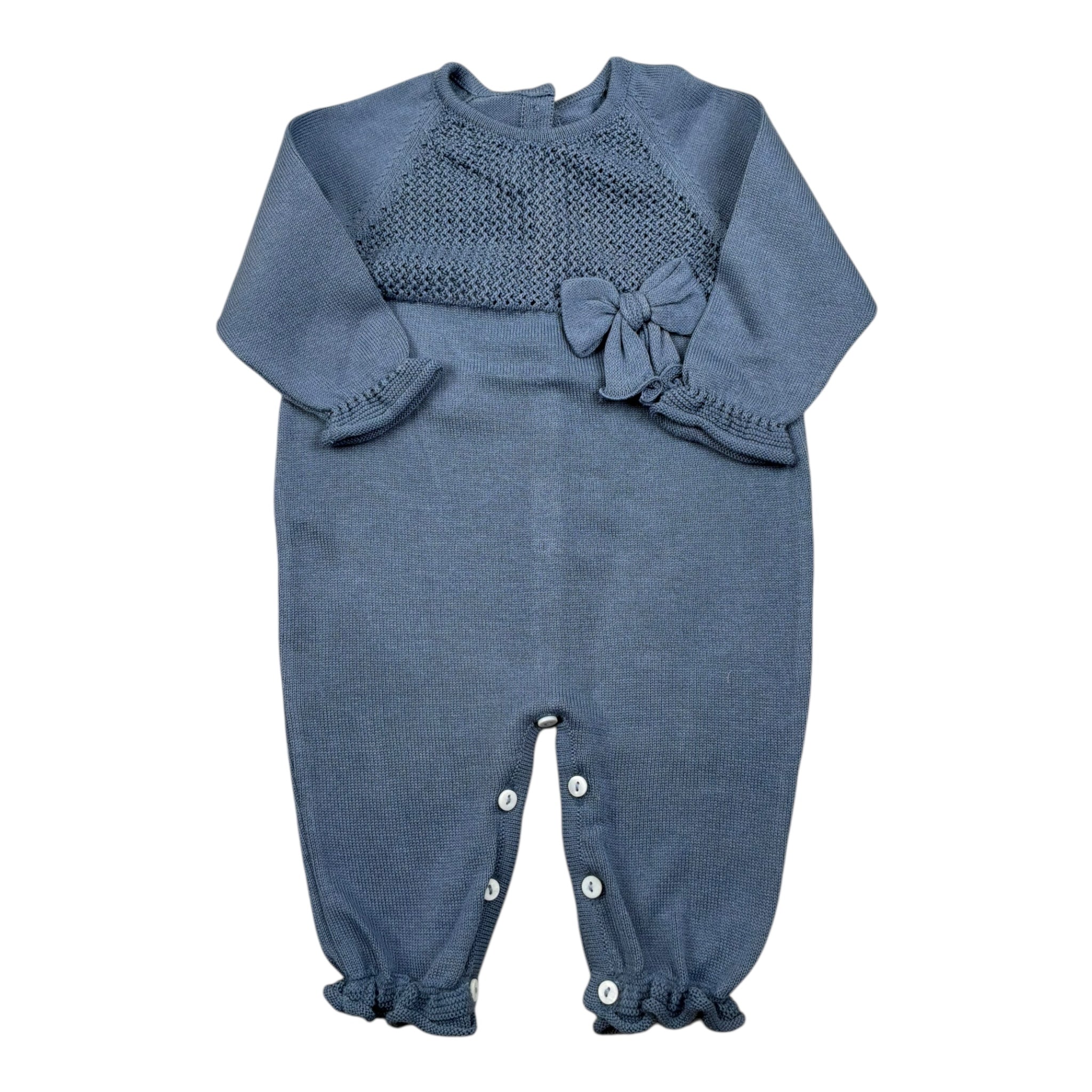 Le Coconne Tutina Tinta Unita con Applicazione Fiocco per Neonata LCN0586 BLU LE COCONNE 