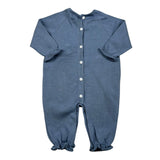 Le Coconne Tutina Tinta Unita con Applicazione Fiocco per Neonata LCN0586 BLU LE COCONNE 