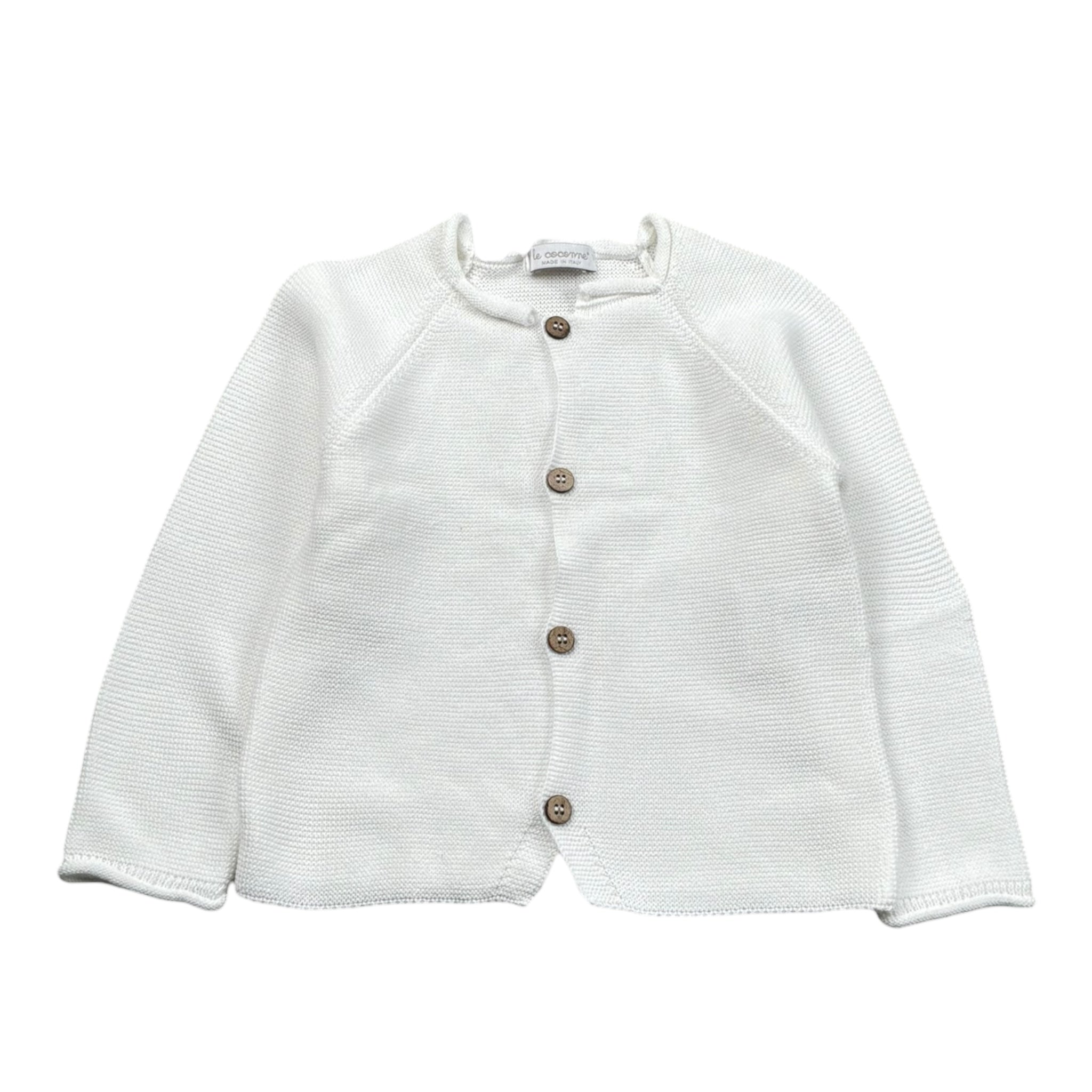 Le Coconne Cardigan Tinta Unita con Bottoni In Contrasto per Neonato LCN1592 BIANCO LE COCONNE 