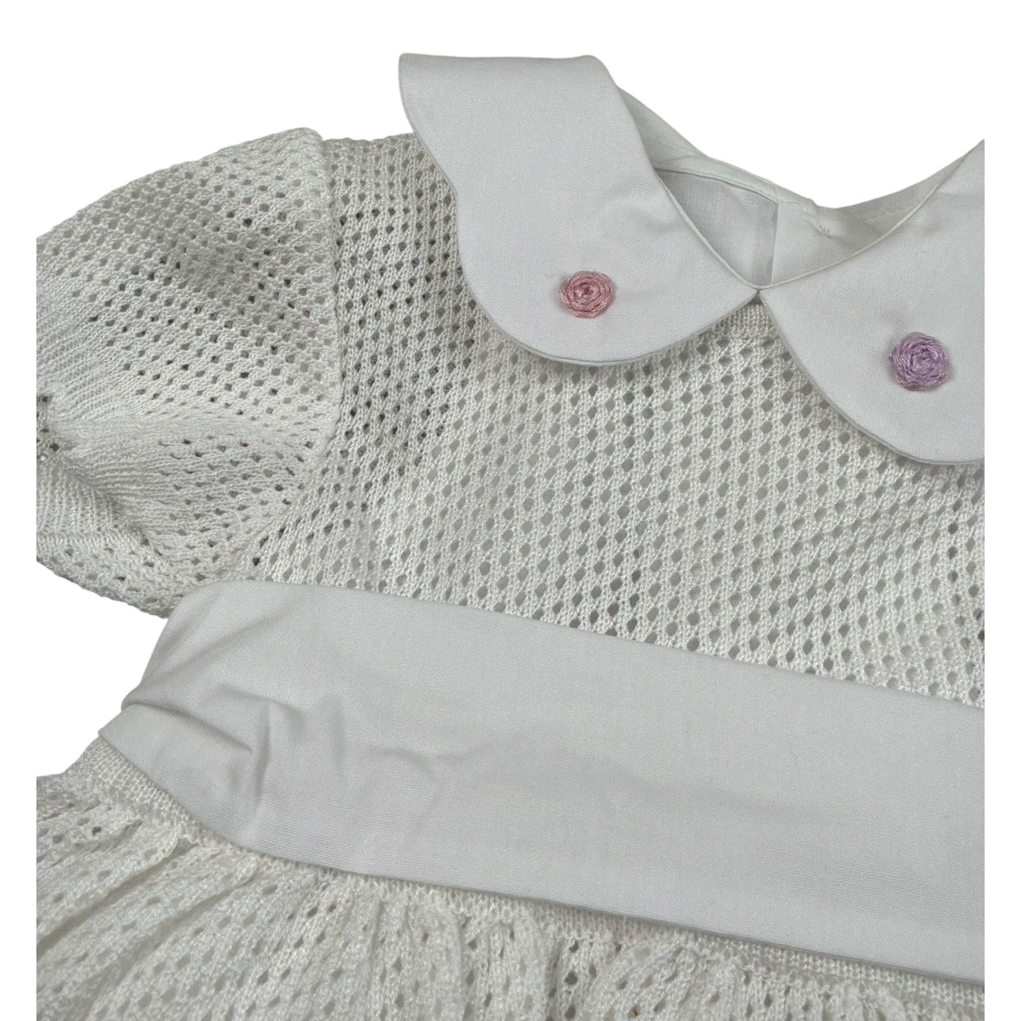 Le Coconne Abito Mezza Manica Traforato per Neonata LCN1937 BIANCO LE COCONNE 