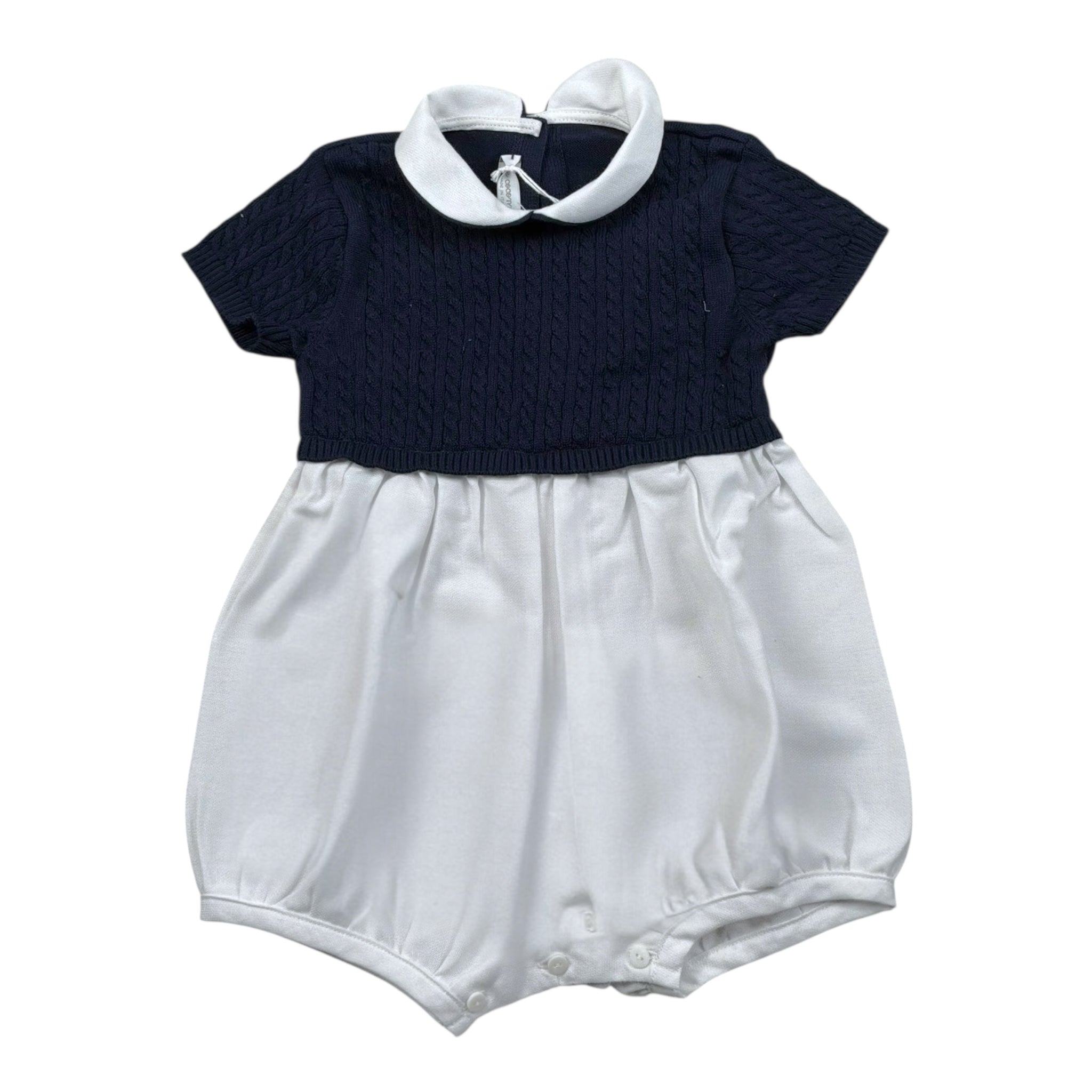 Le Coconne Pagliaccetto Bicolore Mezza Manica per Neonata LCN1979 BIANCO/BLU LE COCONNE 